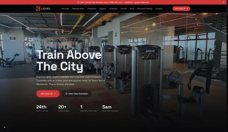 Gym website homepage from the Ares portfolio